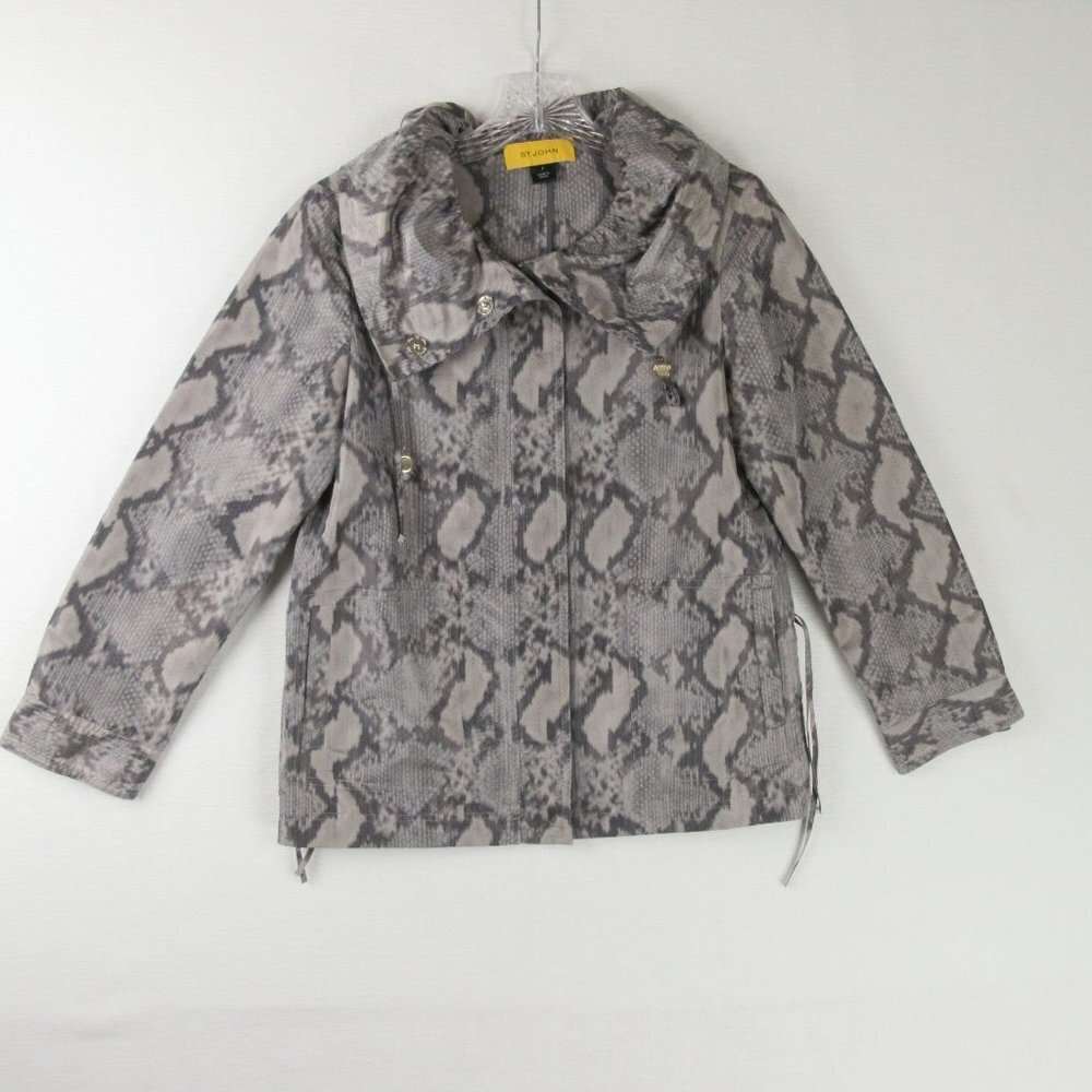St. John Grey Python Print Jacket Size S Windbreaker